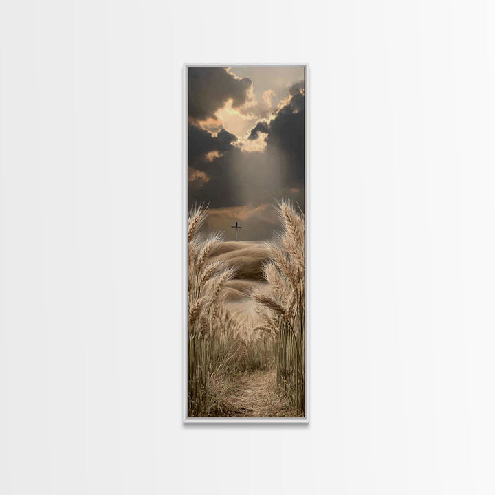 Harvest Of Faith – Framed Canvas Print – Christian Wall Art – Christian Art Print – Tall Narrow Wall Art – Christian Painting – Moody Chris