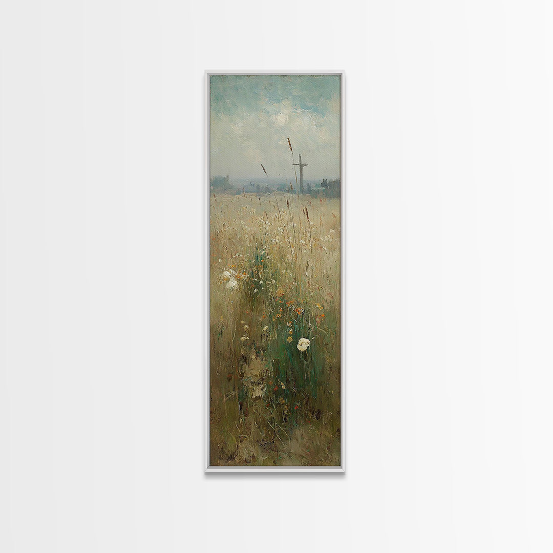 Heavenly Wheatlands – Framed Canvas Print – Christian Wall Art – Christian Art Canvas – Narrow Art – Christian Painting – Subtle Christian
