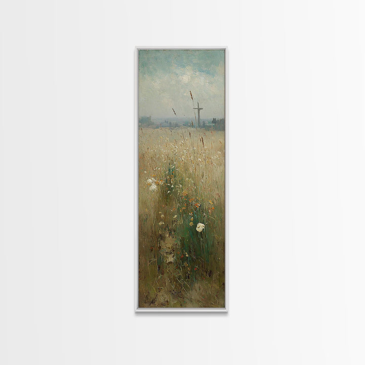 Heavenly Wheatlands – Framed Canvas Print – Christian Wall Art – Christian Art Canvas – Narrow Art – Christian Painting – Subtle Christian