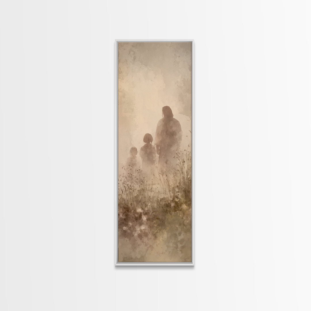Heavenlight Meadow – Framed Canvas Print – Narrow Art – Christian Art Canvas – Jesus Painting – Christian Wall Art – Modern Christian Art –
