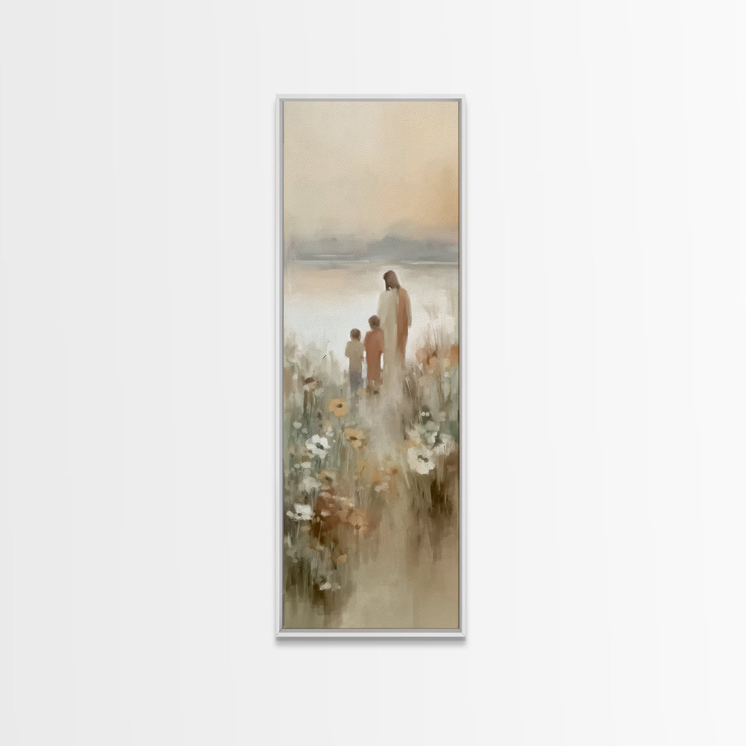 Fields Of Promise – Framed Canvas Print – Tall Narrow Wall Art – Christian Art Canvas – Jesus Painting – Christian Wall Art – Moody Christi