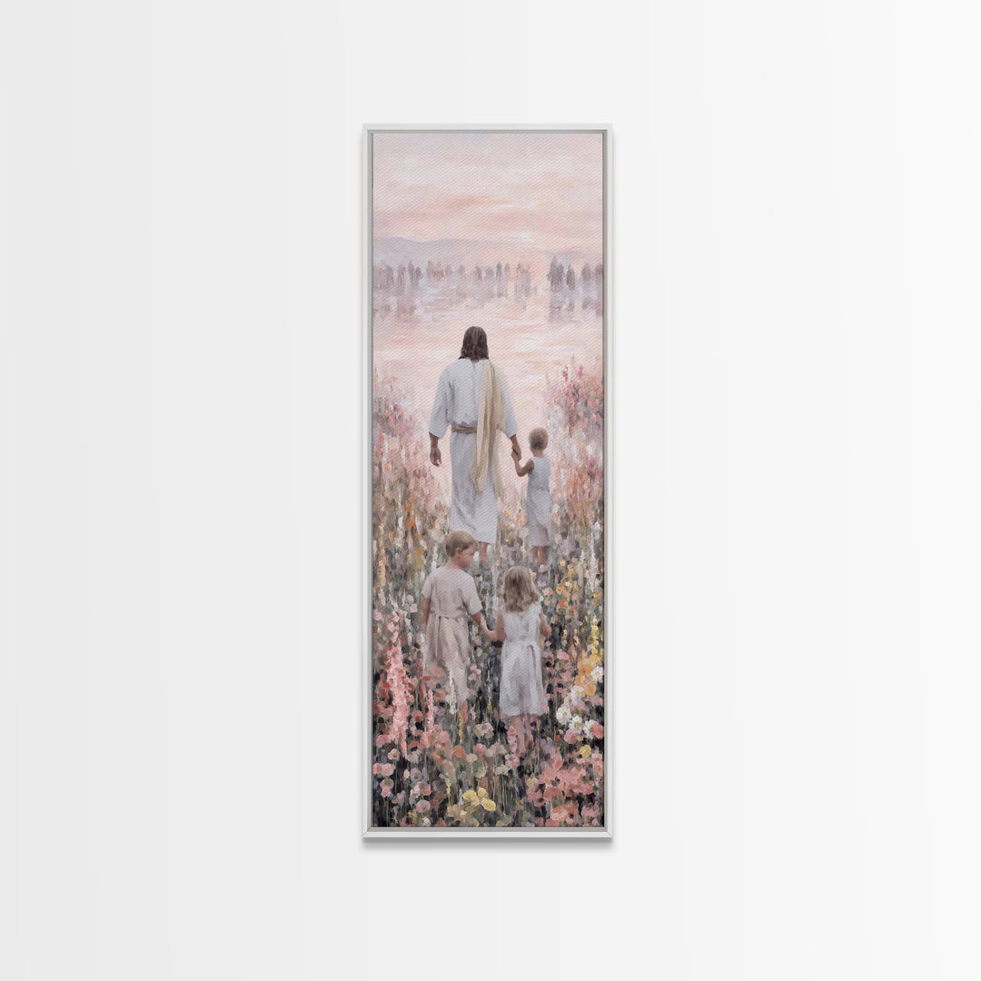 Morning Grace Bloom – Framed Canvas Print – Narrow Art – Christian Wall Art – Christian Art Print – Jesus Painting – Unique Christian Art –