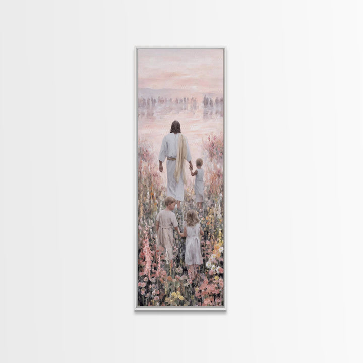 Morning Grace Bloom – Framed Canvas Print – Narrow Art – Christian Wall Art – Christian Art Print – Jesus Painting – Unique Christian Art –