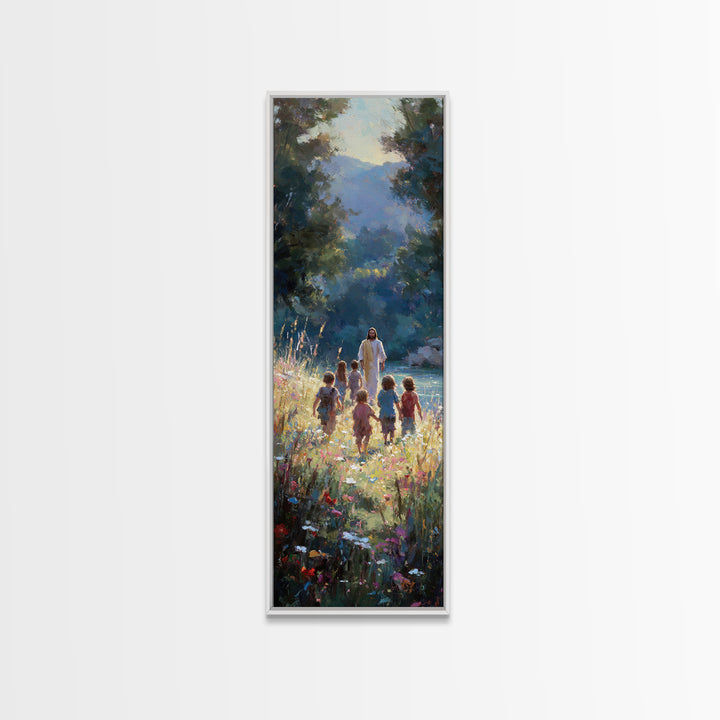 Valley Of Peace – Framed Canvas Print – Tall Skinny Art Print – Christian Art Canvas – Christian Wall Art – Jesus Painting – Modern Christi