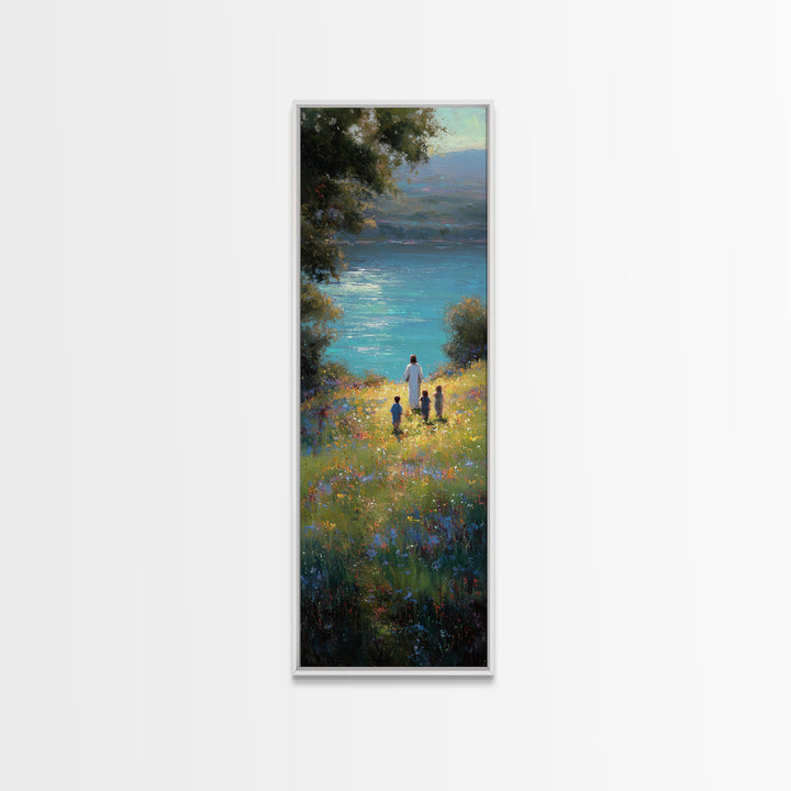 Quiet Shepherd Path – Framed Canvas Print – Tall Narrow Wall Art – Christian Art Print – Jesus Painting – Christian Wall Art – Minimalist C