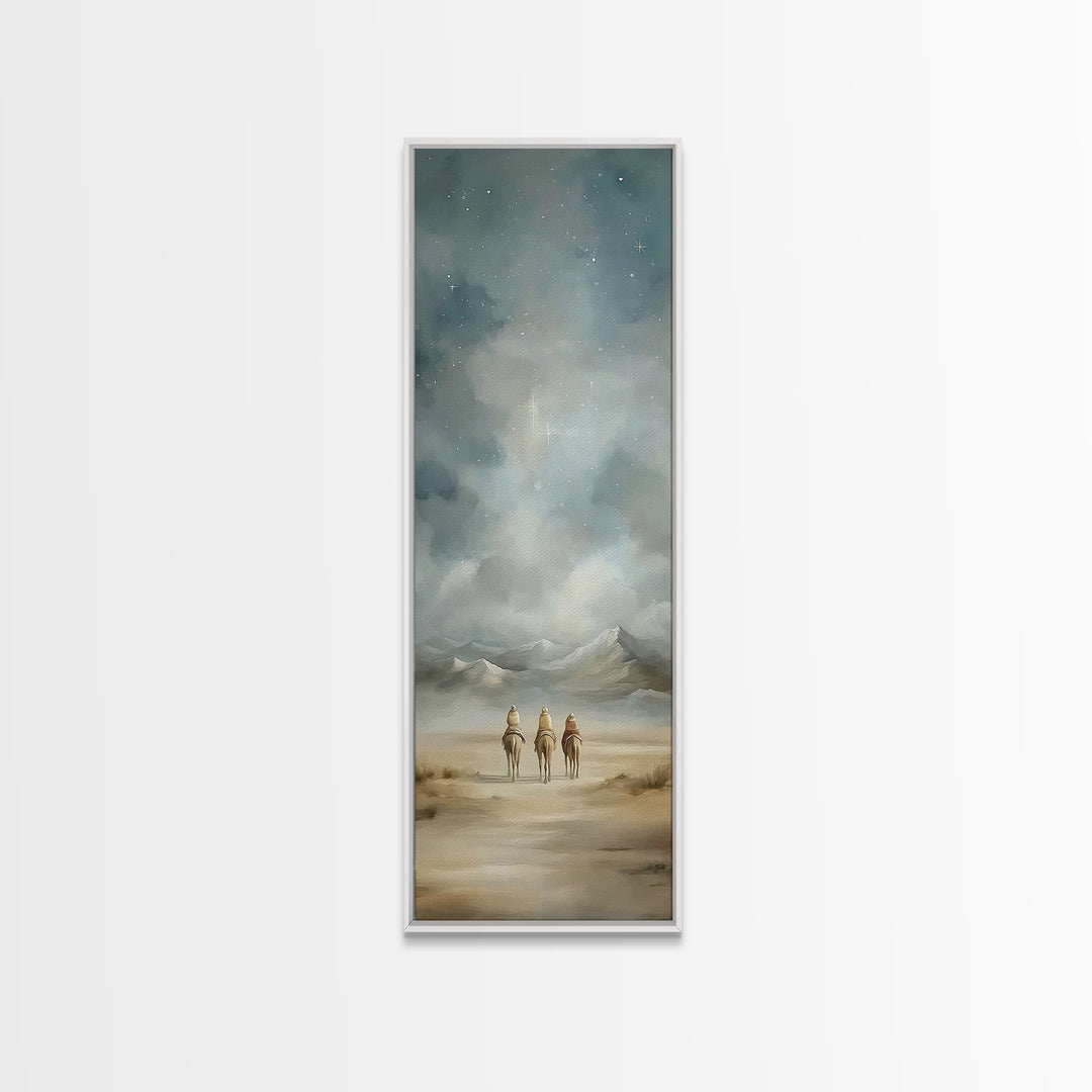 Starry Night Caravan – Framed Canvas Print – Tall Skinny Art Print – Christian Wall Art – Christmas Wall Art – Christian Decor – Christian