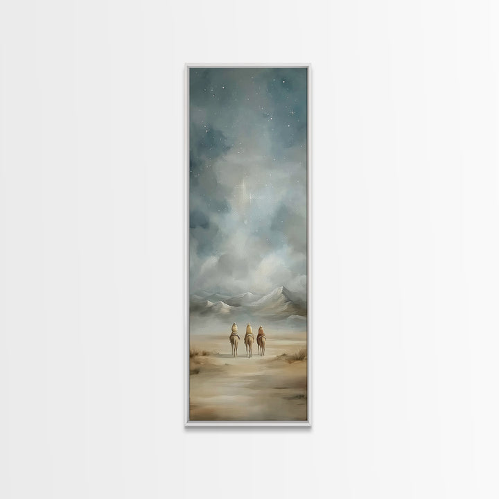 Starry Night Caravan – Framed Canvas Print – Tall Skinny Art Print – Christian Wall Art – Christmas Wall Art – Christian Decor – Christian