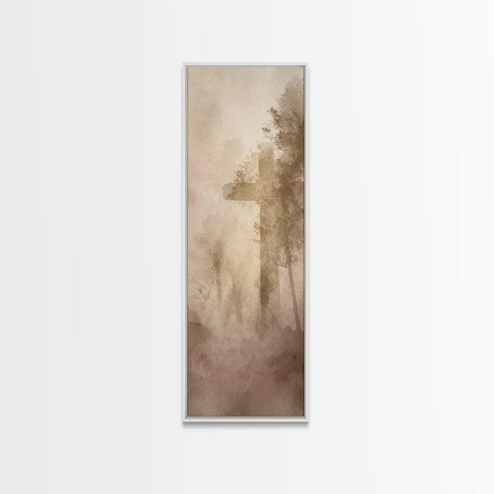Cross Of Serenity – Framed Canvas Print – Tall Narrow Wall Art – Christian Art Canvas – Christian Wall Art – Moody Christian Art – Christma