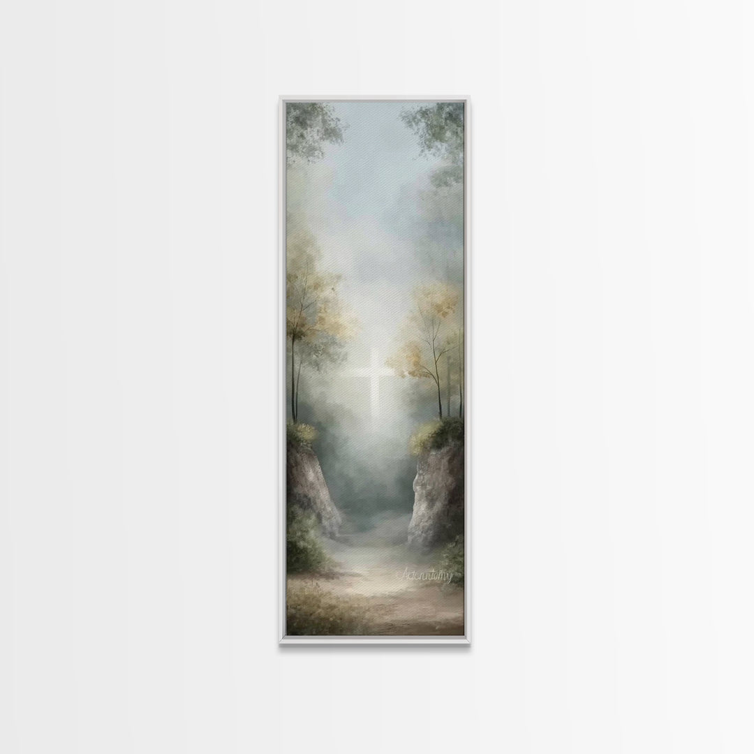 Heavenly Grove Light, Framed Canvas Print, Narrow Art, Christian Wall Art, Christian Art Canvas, Jesus Painting, Christmas Art, Christian C