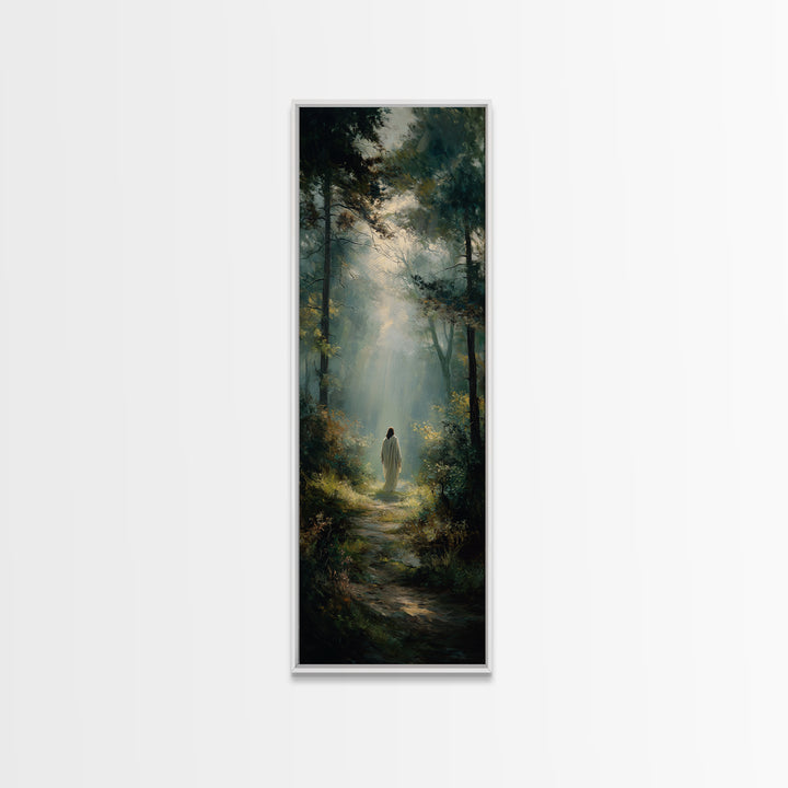 Sacred Journey Glow | Framed Canvas Print | Tall Skinny Art Print | Christian Art | Jesus Painting | Christian Canvas Art | Christmas Art |