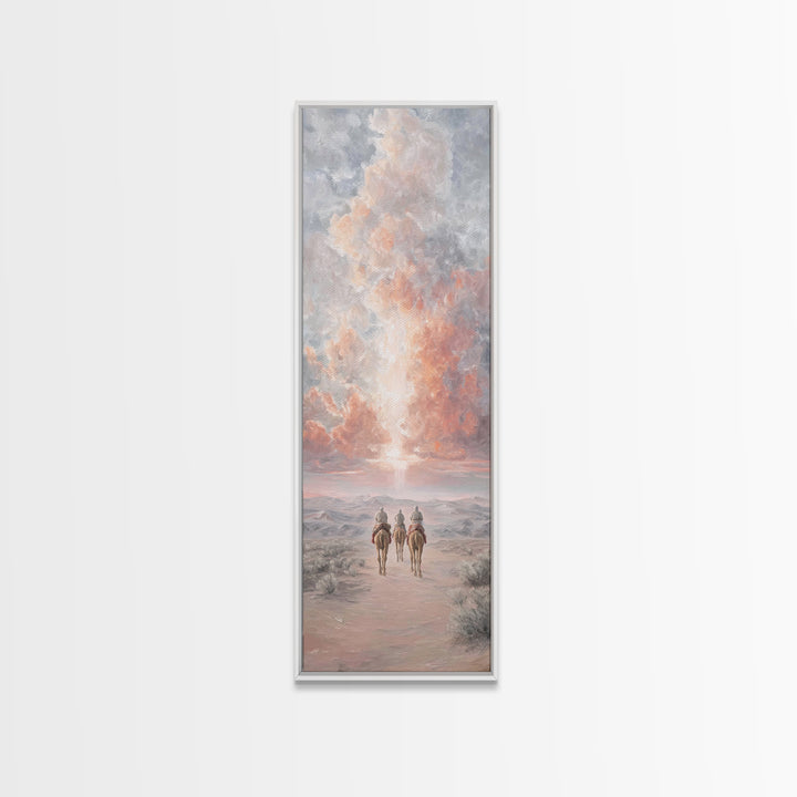 Radiant Dawn Journey – Framed Canvas Print – Christmas Wall Art – Christian Art – Tall Skinny Art Print – Christian Decor – Christian Chris