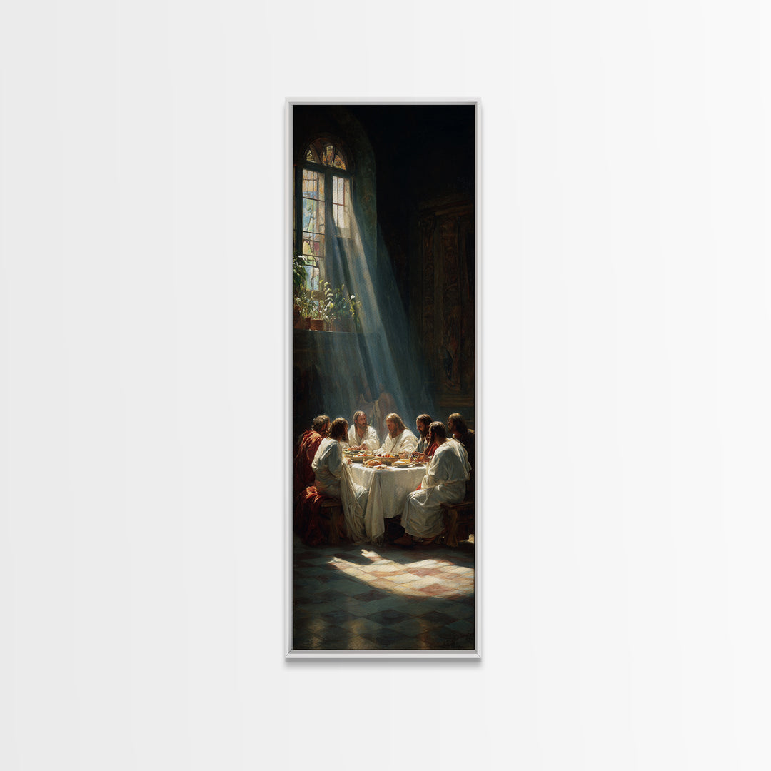 Holy Walk Reflections, Framed Canvas Print, Christian Art Print, Jesus Canvas Art, Narrow Art, Subtle Christian Art, Christian Christmas Ar