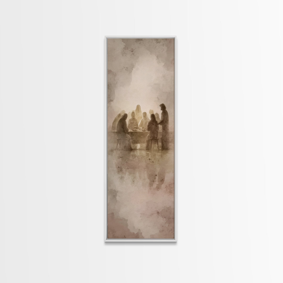 Gathered In Faith, Framed Canvas Print, Christian Art Canvas, Christian Painting, Skinny Art, Christian Wall Art, Christmas Art