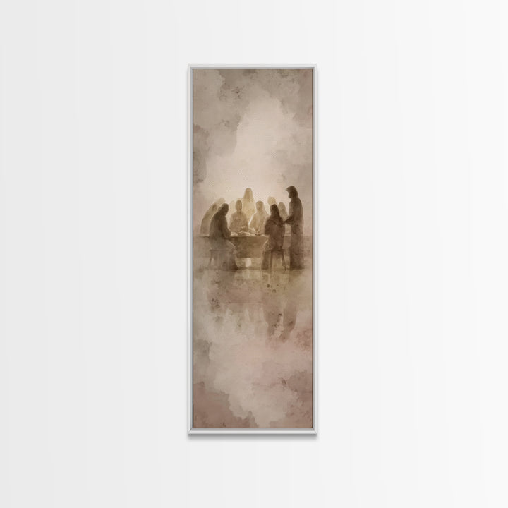 Gathered In Faith, Framed Canvas Print, Christian Art Canvas, Christian Painting, Skinny Art, Christian Wall Art, Christmas Art