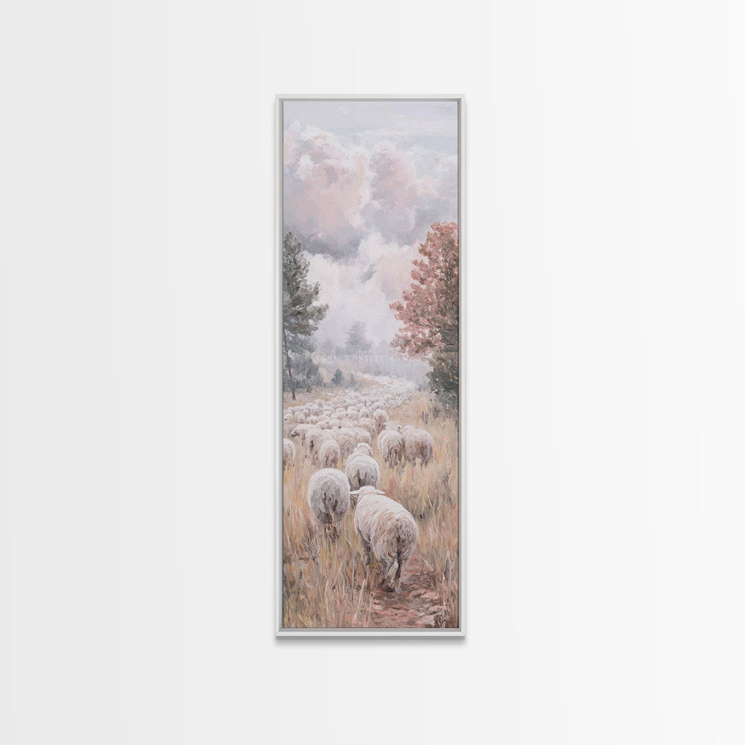 Heavenly Pasture Sky – Framed Canvas Print – Christian Art Canvas – Christian Wall Art – Moody Christian Art – Christmas Art – Pastoral Sce