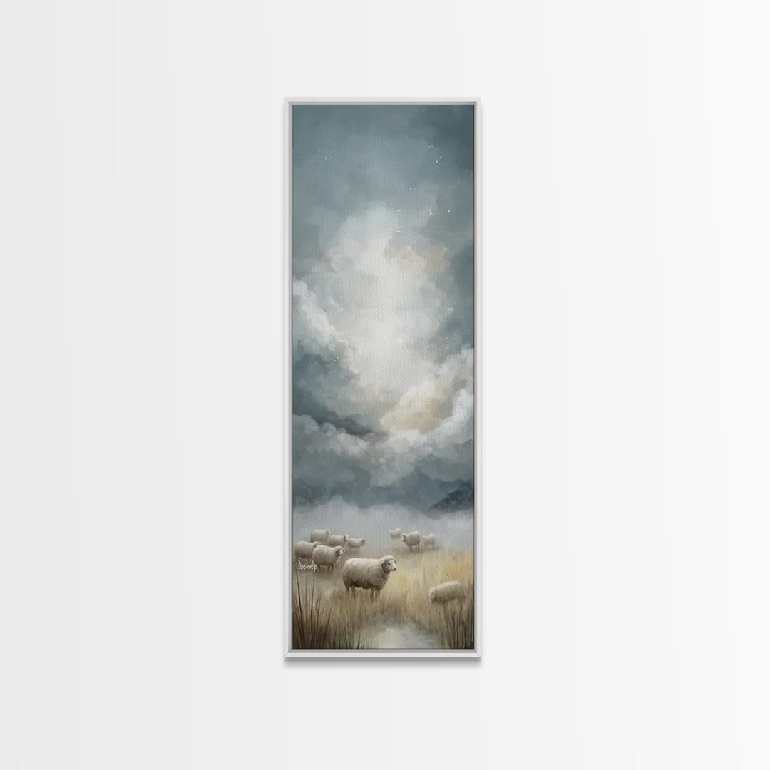 Shepherd’s Quiet Field – Framed Canvas Print – Christian Wall Art – Christian Art Canvas – Pastoral Christian Art – Vintage Christian Art –