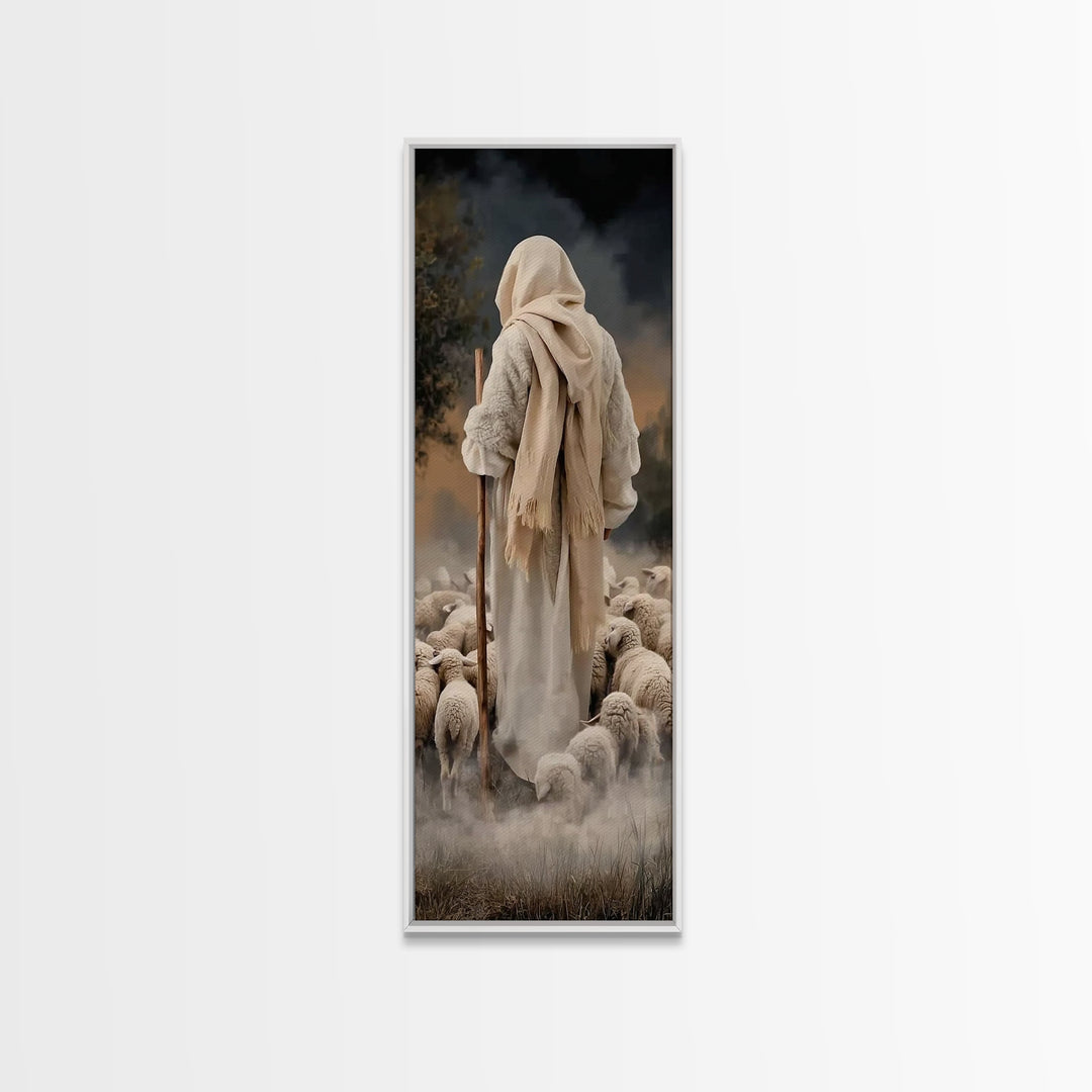 Guiding Shepherd Path – Framed Canvas Print – Narrow Art – Christian Art Canvas – Jesus Painting – Christian Wall Art – Christmas Art