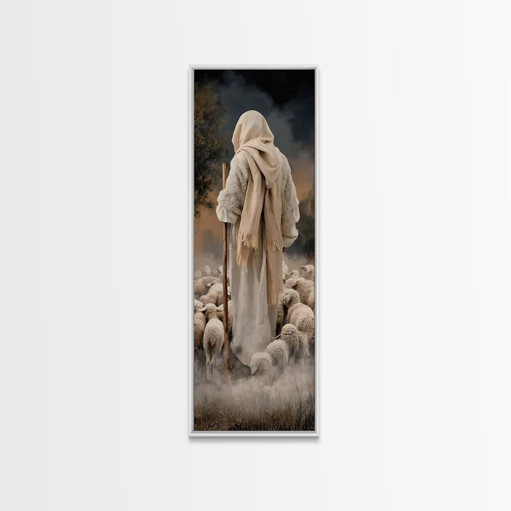 Guiding Shepherd Path – Framed Canvas Print – Narrow Art – Christian Art Canvas – Jesus Painting – Christian Wall Art – Christmas Art