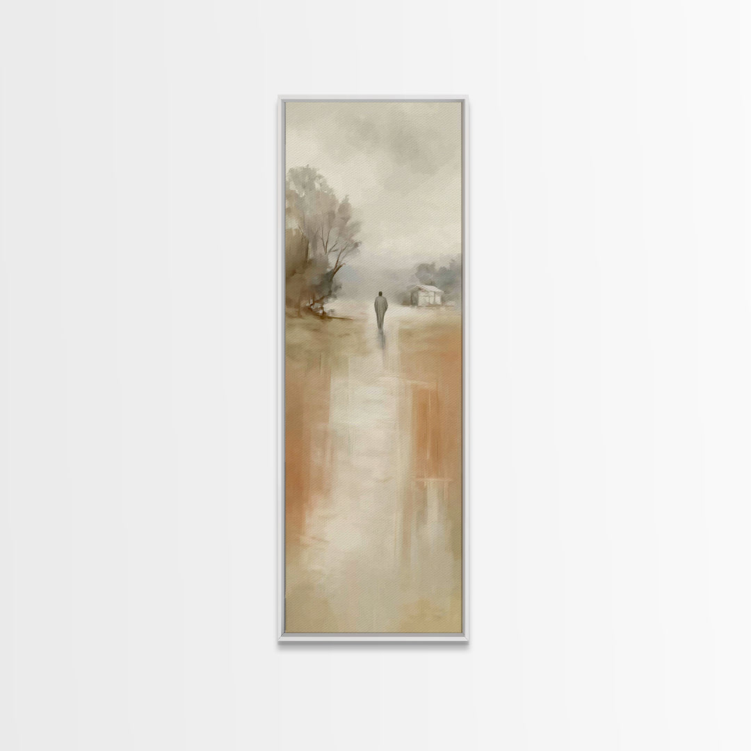 Soft Morning Walk – Framed Canvas Print – Skinny Art – Christian Art Canvas – Minimalist Christian Art – Christian Wall Art – Christmas Art