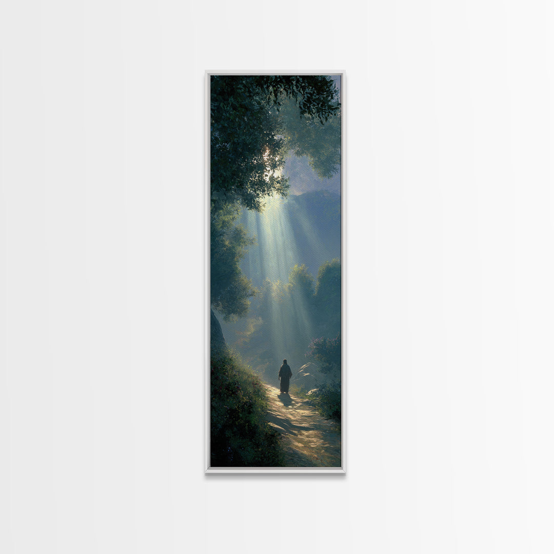 Sacred Woodland Path – Framed Canvas Print – Narrow Art – Christian Art Canvas – Christian Wall Art – Moody Christian Art – Christmas Art