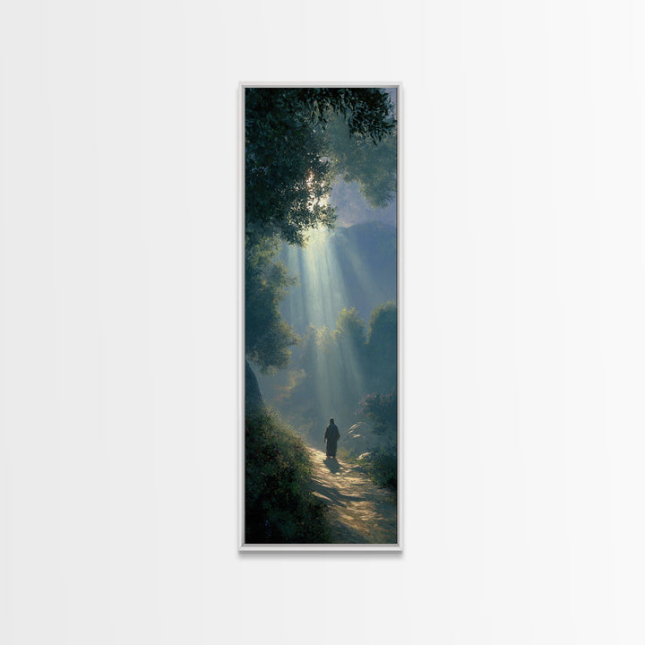 Sacred Woodland Path – Framed Canvas Print – Narrow Art – Christian Art Canvas – Christian Wall Art – Moody Christian Art – Christmas Art