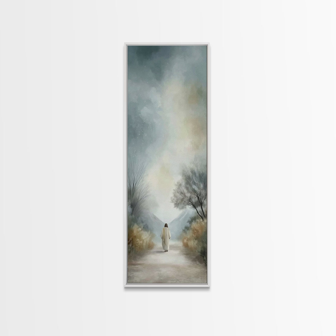 Path Of Peace – Framed Canvas Print – Tall Narrow Wall Art – Christian Wall Art – Jesus Painting – Christian Art Canvas – Christmas Art