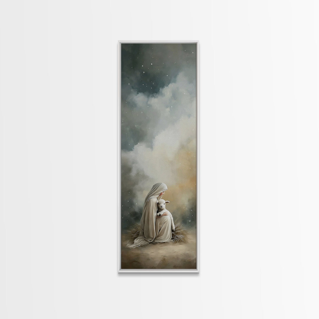 Starry Nativity – Framed Canvas Print – Skinny Art – Christian Wall Art – Christmas Art – Christian Art Canvas – Jesus Christmas Art