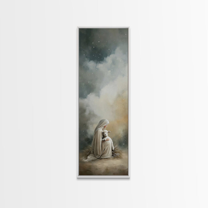 Starry Nativity – Framed Canvas Print – Skinny Art – Christian Wall Art – Christmas Art – Christian Art Canvas – Jesus Christmas Art