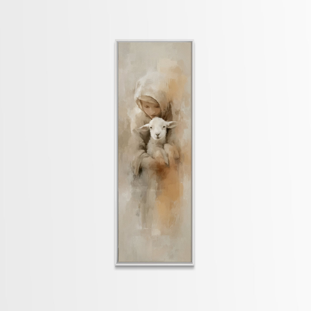 Warm Refuge – Framed Canvas Print – Skinny Art – Christian Wall Art – Jesus Painting – Christmas Art – Christian Art Canvas