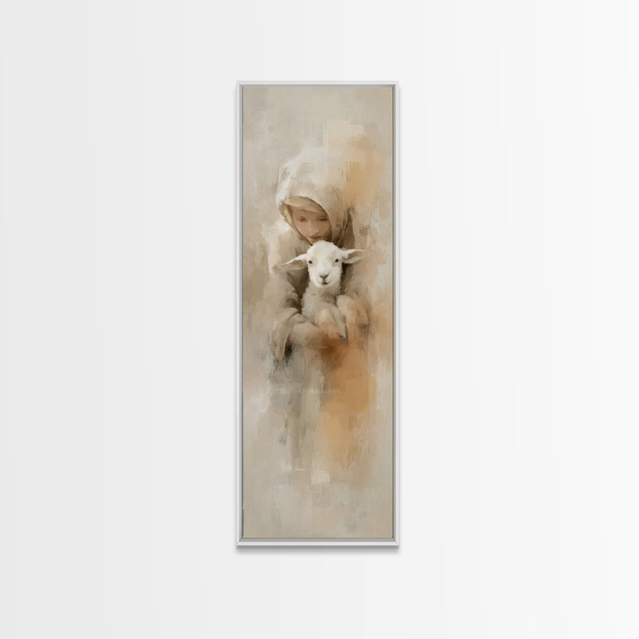 Warm Refuge – Framed Canvas Print – Skinny Art – Christian Wall Art – Jesus Painting – Christmas Art – Christian Art Canvas