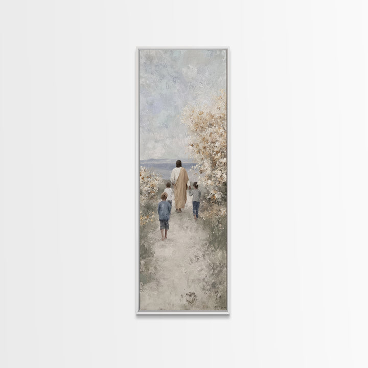 Spring Path Blessing – Framed Canvas Print – Tall Narrow Wall Art – Christian Wall Art – Jesus Painting – Christian Art Canvas – Christian