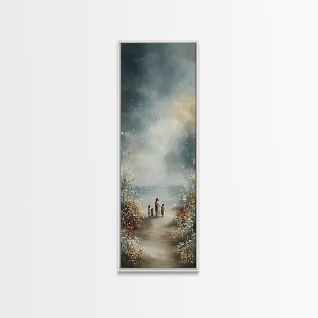 Blooming Path Hope, Framed Canvas Print, Skinny Art, Christian Art Canvas, Jesus Painting, Christian Wall Art, Christian Gift