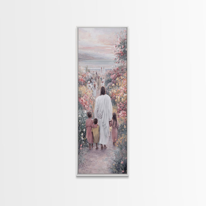 Quiet Shore Blessing – Framed Canvas Print – Tall Skinny Art Print – Christian Wall Art – Jesus Painting – Christian Art Canvas – Christian