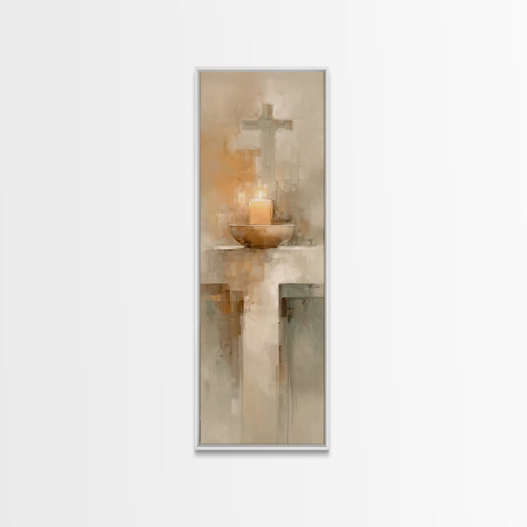 Candlelit Savior Hope – Framed Canvas Print – Christian Wall Art – Tall Narrow Wall Art – Christian Art – Christmas Art – Christian Art Can
