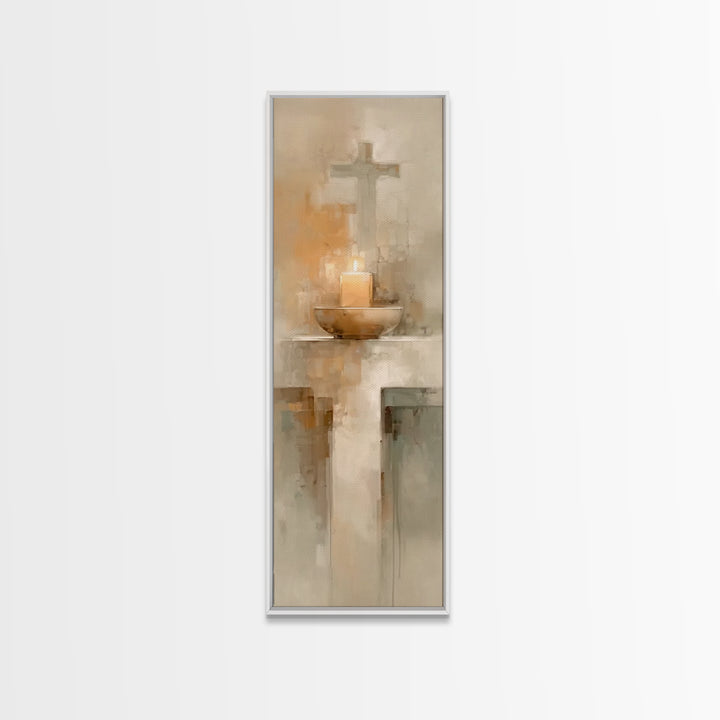 Candlelit Savior Hope – Framed Canvas Print – Christian Wall Art – Tall Narrow Wall Art – Christian Art – Christmas Art – Christian Art Can