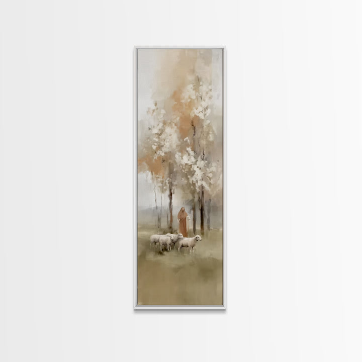 Light Of The Shepherd – Framed Canvas Print – Skinny Art – Christian Art Canvas – Christian Wall Art – Jesus Painting – Christian Gift