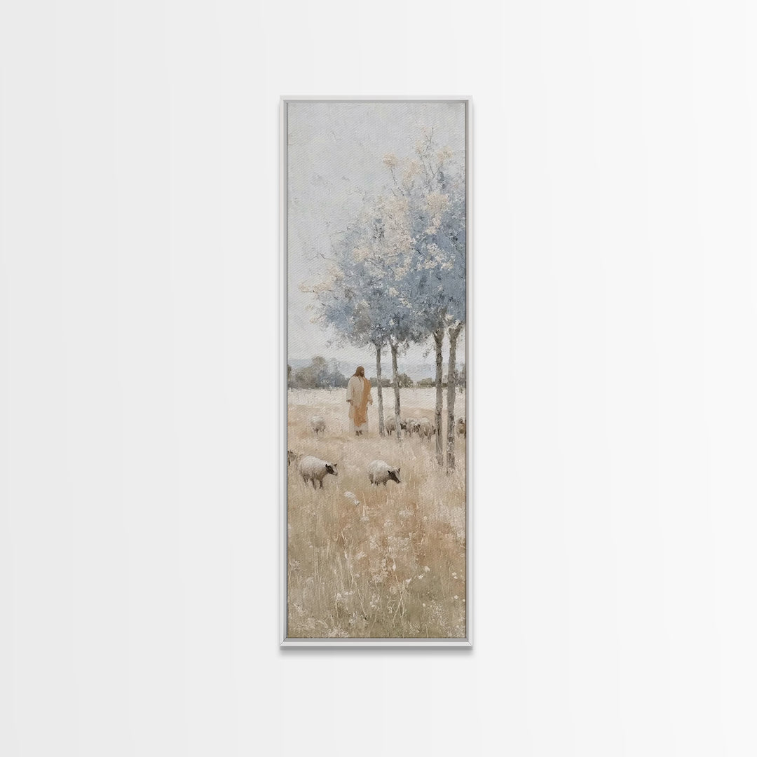 Blossoms Of Mercy – Framed Canvas Print – Christian Wall Art – Jesus Painting – Narrow Art – Christian Art Canvas – Christmas Art