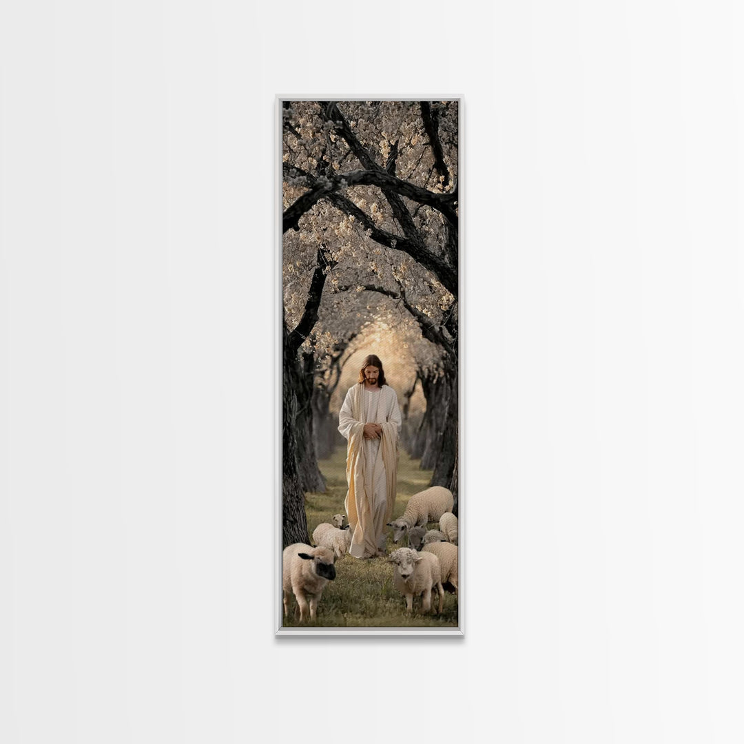 Garden Of Peace – Framed Canvas Print – Christian Art Canvas – Jesus Painting – Tall Narrow Wall Art – Christian Wall Art – Christmas Art