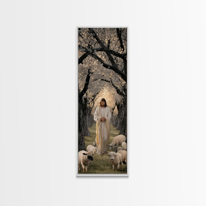 Garden Of Peace – Framed Canvas Print – Christian Art Canvas – Jesus Painting – Tall Narrow Wall Art – Christian Wall Art – Christmas Art