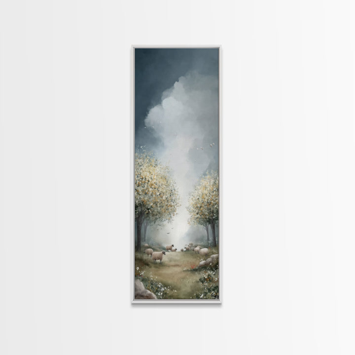 Holy Pasture Calm – Framed Canvas Print – Christian Art Canvas – Christian Wall Art – Tall Narrow Wall Art – Jesus Painting – Christian Chr