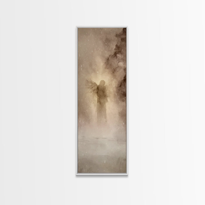 Angel Of Stillness – Framed Canvas Print – Christian Wall Art – Minimalist Christian Art – Tall Skinny Art Print – Christian Art Canvas