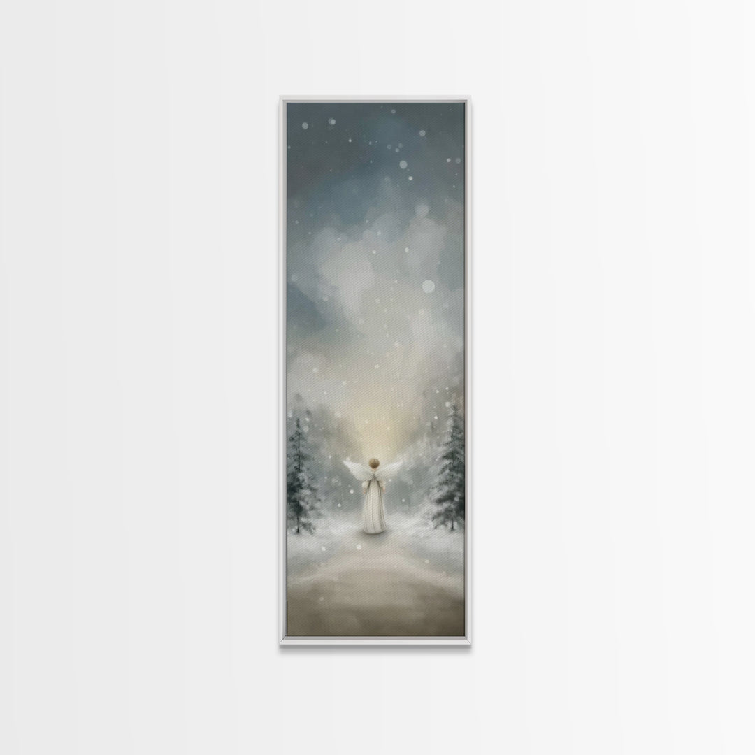 Heaven’s Gentle Glow – Framed Canvas Print – Christian Wall Art – Christmas Art – Christian Art Canvas – Tall Narrow Wall Art – Christian C