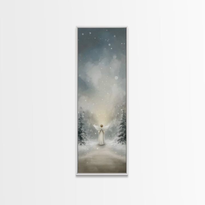 Heaven’s Gentle Glow – Framed Canvas Print – Christian Wall Art – Christmas Art – Christian Art Canvas – Tall Narrow Wall Art – Christian C