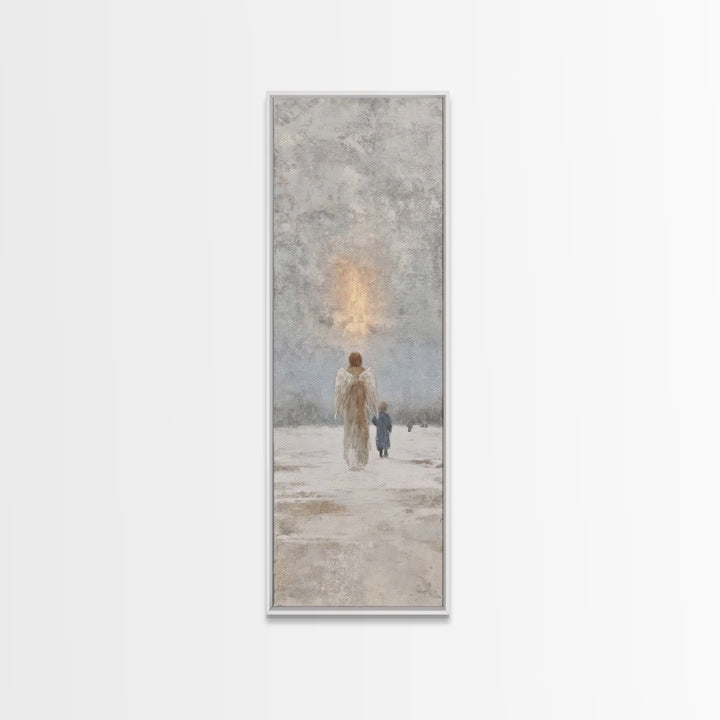 Guardian Of Light – Framed Canvas Print – Christian Art Canvas – Christian Wall Art – Narrow Art – Christmas Art – Christian Christmas