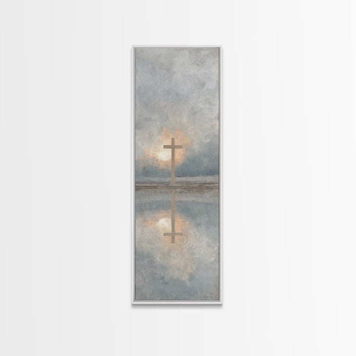 Cross Of Morning | Framed Canvas Print | Christian Wall Art | Christian Art Canvas | Tall Skinny Art Print | Christian Art | Christmas Art