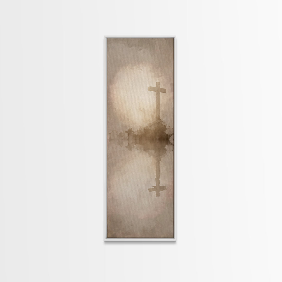 Rise Of Salvation, Framed Canvas Print, Christian Wall Art, Christian Art Canvas, Narrow Art, Minimalist Christian Art, Christmas Art