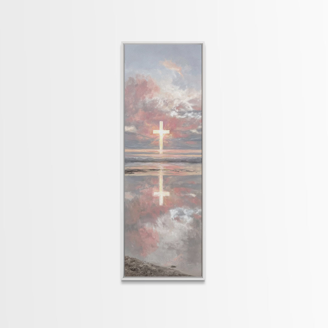 Radiant Eternal Hope | Framed Canvas Print | Christian Art Canvas | Christian Wall Art | Tall Narrow Wall Art | Christian Christmas Art