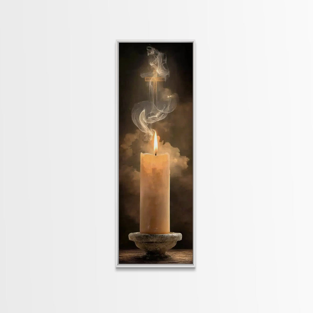 Holy Ember Glow – Framed Canvas Print – Christian Art Canvas – Tall Skinny Art Print – Christian Wall Art – Christian Christmas Decor – Chr