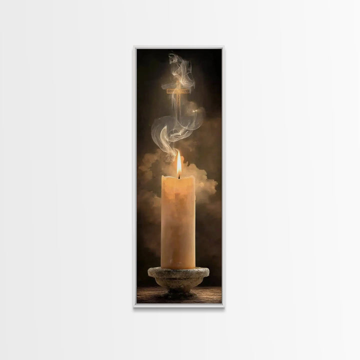 Holy Ember Glow – Framed Canvas Print – Christian Art Canvas – Tall Skinny Art Print – Christian Wall Art – Christian Christmas Decor – Chr