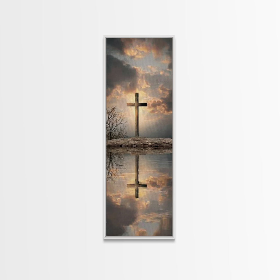 Cross Of The Horizon – Framed Canvas Print – Christian Wall Art – Christian Art Canvas – Skinny Art – Christian Christmas Art – Christmas A